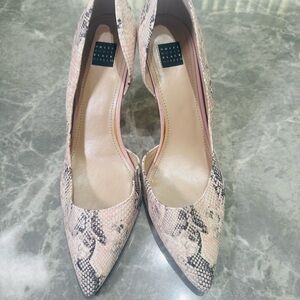 White House Black Market Stiletto Pumps/ Heels, Pink Toned Snake Print Size 8
